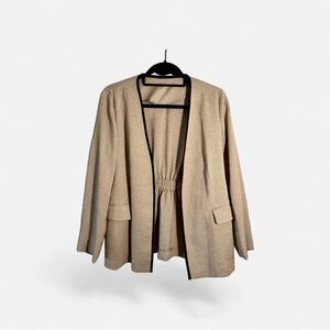 The Suit Company, Japan. Open Front Blazer with Black Trim.